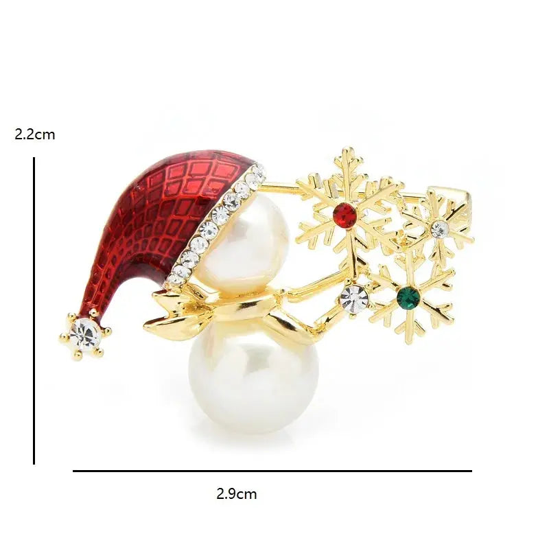 Wuli & baby smalto fiocco di neve pupazzo di neve spille per le donne nuovo strass perla inverno natale capodanno spilla Pin regali