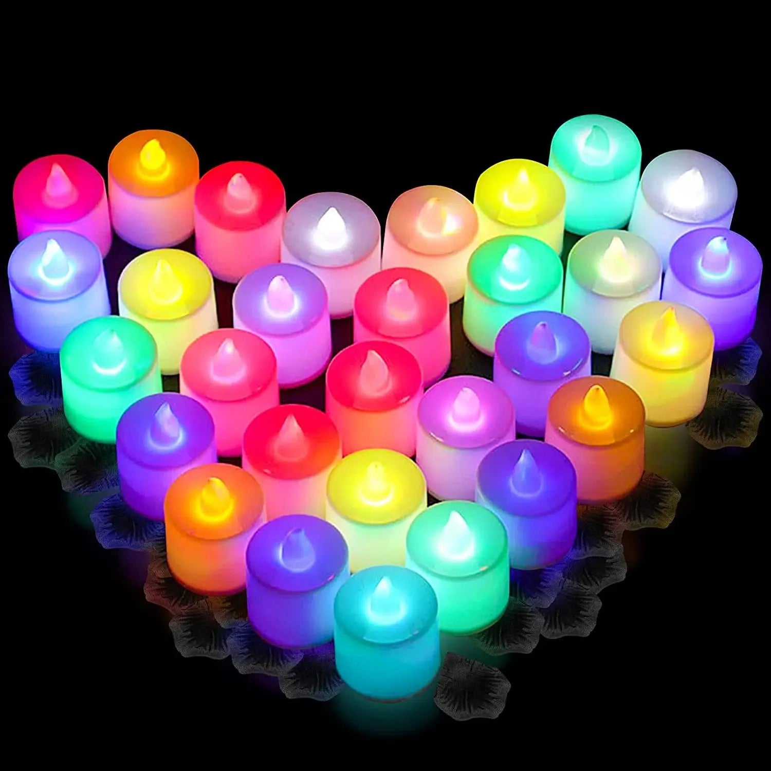 Candela a led senza fiamma per la decorazione domestica della festa di Natale Candele tealight elettroniche a forma di cuore alimentate a batteria