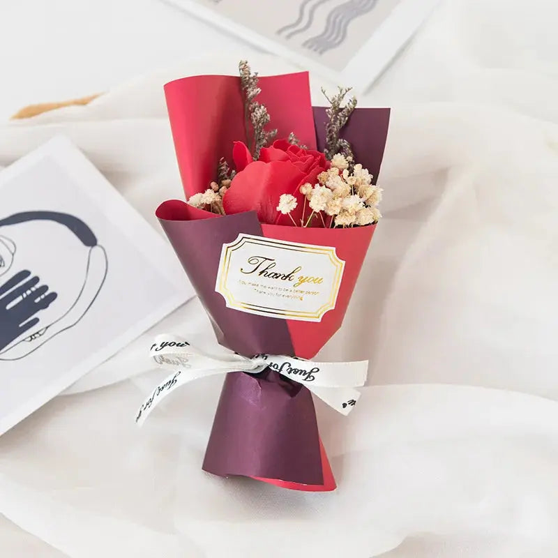 Mini bouquet di fiori artificiali di sapone rosa per il Ringraziamento, San Valentino, Capodanno, Compleanno, Festa di nozze, Regali, Decorazione della casa