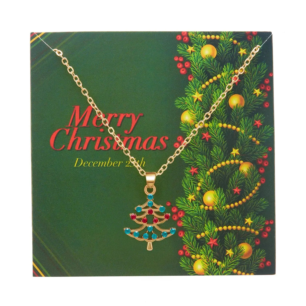 Capodanno Nuovo simpatico albero di Natale Collezione Collana Natale Fiocco di neve Collana con ciondolo Babbo Natale Gioielli per feste