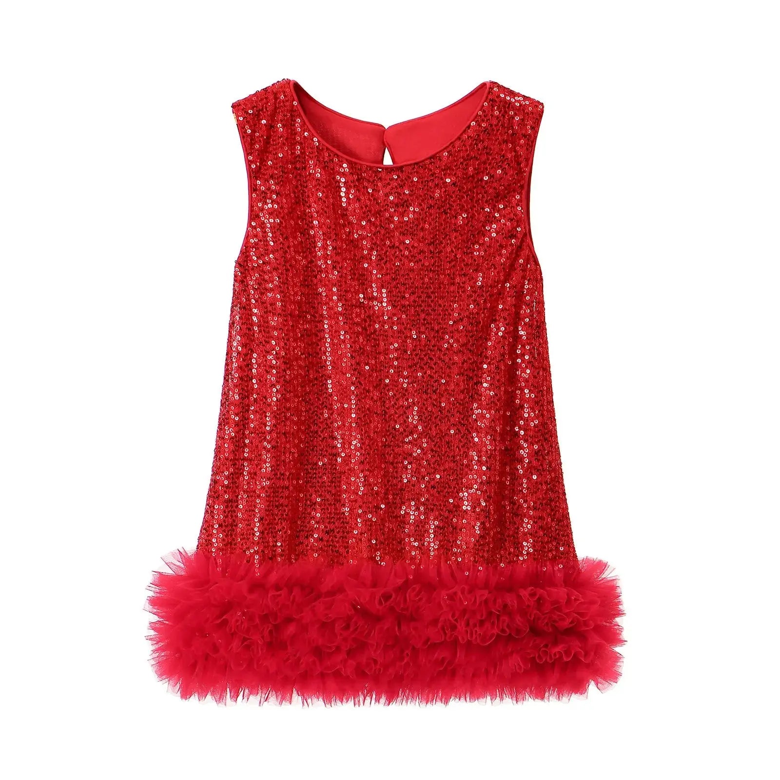 Gonna gilet con paillettes per bambine per bambini Abiti senza maniche solidi 2025 Abito da principessa per compleanno nuova ragazza per bambini 2-8 anni L510