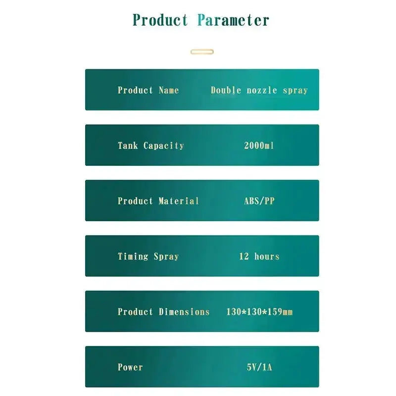 Umidificatore a doppio spruzzo di grande capacità Usb Home Camera da letto 2L Rifornitore d'acqua silenzioso Purificatore d'aria Diffusore d'acqua wireless Ufficio (Copia)