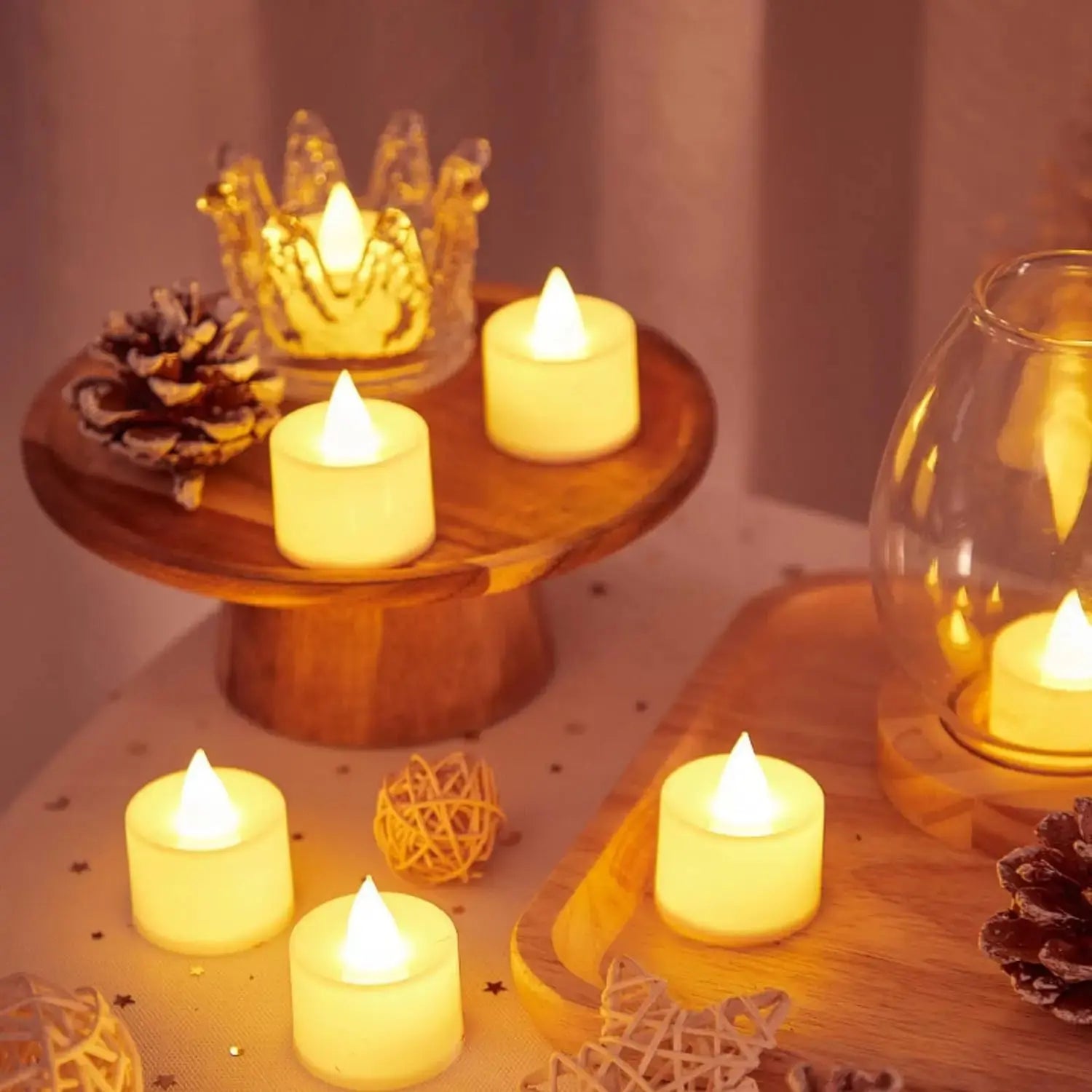 Candela a led senza fiamma per la decorazione domestica della festa di Natale Candele tealight elettroniche a forma di cuore alimentate a batteria